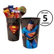 Kit 5 Copos Super Homem para Decoração Lembranças festa infantil e Aniversário