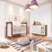 Conjunto para Quarto Carolina Baby de Bebê Branco Fosco,Amadeirado