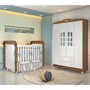 Conjunto para Quarto Carolina Baby de Bebê Branco Fosco,Amadeirado