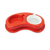 Comedouro Plástico Anti-Formiga Luxo Duplo 1.550Ml - G Vermelho - Furacão Pet