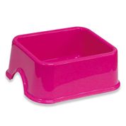 Comedouro Plástico Quadrado  N3 - 1000 Ml Rosa - Furacão Pet