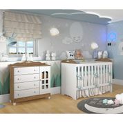 Conjunto para Quarto Carolina Baby de Bebê Branco Fosco,Amadeirado