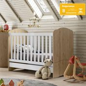 Berço Mini Cama Quarto Infantil 3 em 1 Bala de Menta Certificado Inmetro MDF Madeira Rústico Branco