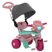 Triciclo Infantil com Capota - Passeio e Pedal - Rosa - Bandeirante