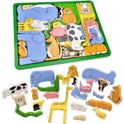 Brinquedo Quebra Cabeça Infantil Madeira - Animais Bicharada