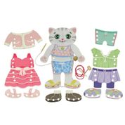 Brinquedo de Alinhavo Gatinha Mel de Madeira costura 16pcs