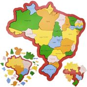 Brinquedo Quebra Cabeça Infantil Mapa Brasil Regiões Madeira