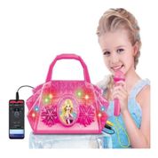 BOLSA INFANTIL COM MICROFONE SOM CONECTA CELULAR MP3 LUZES COLORIDAS MENINA ROSA