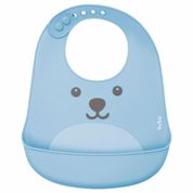 Babador De Silicone Com Pega Migalhas Gumy Buba Azul