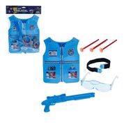 KIT COLETE POLICIAL INFANTIL OCULOS PISTOLA COM FLEXA E PONTARIA MENINOS AZUL