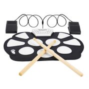 BATERIA ELETRONICA INSTRUMENTO PORTATIL MUSICAL EM SILICONE COM BAQUETAS E PEDAL