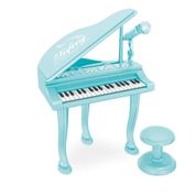 TECLADO SINFONIA INFANTIL COM MICROFONE PIANO KARAOKE MP3 ESTILO PROFISSIONAL VERDE