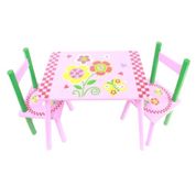 MESINHA INFANTIL COM 2 CADEIRAS KIT MESA DIDATICA EM MADEIRA VINTAGE ROSA
