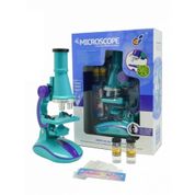 MICROSCOPIO DE CIENCIAS LABORATORIO INFANTIL 100X 200X 450X COM LUZ LED E ACESSORIOS VERDE