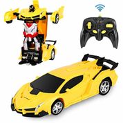 CARRO ROBO AMARELO TRANSFORMES CARRINHO VIRA ROBO COM CONTROLE REMOTO E SOM INFANTIL