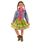 Roupa Festa Junina Infantil Saia Caipira Babados Verde G 8 - 10