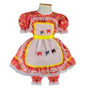 Vestido de Festa Junina Com Culote Estampas Para Escolher Vermelho e Amarelo TAM - 4