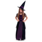 Fantasia de Bruxa Infantil Vestido Longo c/ Chapéu Halloween Roxo GG 13 - 16