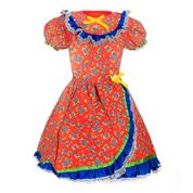 Vestido Festa Junina Infantil Florido Várias Cores Vermelho P 5 - 6