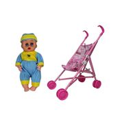 CARRINHO DE BONECA COMPLETO COM BONECA BEBE INFANTIL REBORN PASSEIO DOBRAVEL