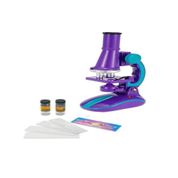 MICROSCOPIO DE CIENCIAS LABORATORIO INFANTIL 100X 200X 450X COM LUZ LED E ACESSORIOS ROXO