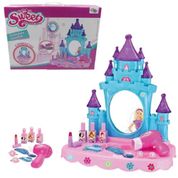 PENTEADEIRA COM SECADOR DE CABELO ESPELHO ESMALTE ACESSORIOS MAQUIAGEM BRINQUEDO ROSA INFANTIL