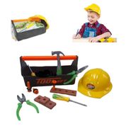 KIT DE FERRAMENTAS INFANTIL COM CAPACETE E MALETA ENGENHEIRO CONSTRUTOR BRINQUEDO