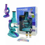 MICROSCOPIO LABORATORIO COM ACESSORIOS E LUZ LED 100X 200X 450X INFANTIL Verde