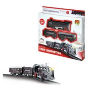 FERRORAMA INFANTIL LOCOMOTIVA COM LUZ E SOM TREM COMPLETO VAGOES PISTA OVAL