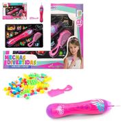 KIT TERERE PARA CABELO INFANTIL FAZ MECHAS DIVERTIDAS APLICADOR DE MICANGAS E PENTE