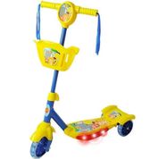 PATINETE INFANTIL COM SOM E LUZ ALTURA AJUSTAVEL LED 3 RODAS MENINA MENINO COM CESTA PORTA BRINQUEDOS