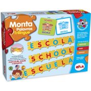 Monta Palavras Pedagógico Trilíngue - Português/Inglês/Espanhol - 54 Pçs ELKA