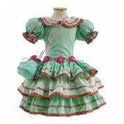 Roupa Festa Junina Infantil Luxo Verde Com Bolsa e Shorts