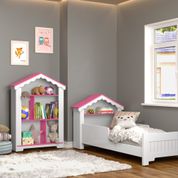 Conjunto Quarto Infantil Mini Cama e Estante Princesa Branco Rosa