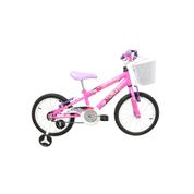 Bicicleta Infantil Aro 16 Suporte Rodinha Cesta Cobre Corrente Freio V Brake Aço Branco Roxo Rosa