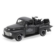 Ford F-1 Pick Up 1948 1:25 U.S.A Harley Davidson + Harley Davidson WLA Flathead 1942 Maisto Cinza