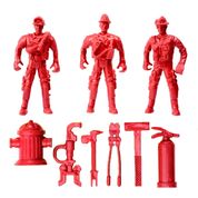 Kit de Bombeiros com 3 Bonecos de Plástico e 6 Acessórios