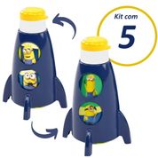 Kit 5 Garrafas Foguete Minions Lembrança Decoração Festa Infantil e Aniversário