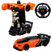 Carro Radio Controle Transformers Robô Changebot Laranja Luzes Bate e Transforma +3 anos - Polibrinq