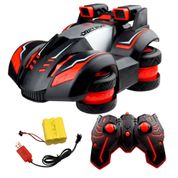 Carrinho Radio Controle Drift Manobras Radicais 5 Modos de Luz Gira 360 Graus LX Turbo Recarregável Vermelho +3 Anos - DM Toys