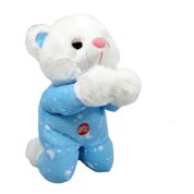 Urso Pelúcia Reza Pai Nosso Azul 22 C m Altura