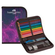 Estojo Escolar Cosmic + Kit Escolar 18 Itens Faber Castell