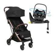 Carrinho com Bebê Conforto Travel System Eva Trio Isofix 360 Maxi-Cosi Essential Black Champagne