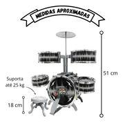 Bateria Infantil Completa Rock Party C/ Banco E Banquetas