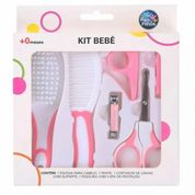 Kit Cuidados e Higiene Para Bebê Escova Alicate Tesoura Rosa