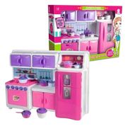 Cozinha De Boneca Para Barbie Com Geladeira e Fogão Lua De Cristal Brinquedo Presente Meninas +3 Anos