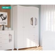 Guarda Roupa Infantil 100% MDF 4 Portas 3 Gavetas Riso Permobili Branco