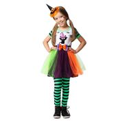 Fantasia de Halloween Menina Bruxa Infantil Com Polaina P 2 - 4