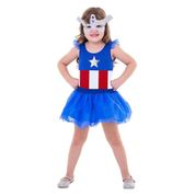 Fantasia Capitão América Feminino Infantil Body e Tutu