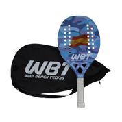 RAQUETE DE BEACH TENNIS COM CAPA RAQUETEIRA WBT SPAIN 100% FIBRA DE CARBONO PROFISSIONAL